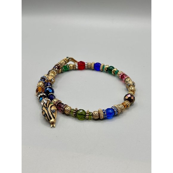 Snake Necklace Memory Wire Signed SWEET ROMANCE Beaded Serpent Choker One Size - Picture 6 of 12